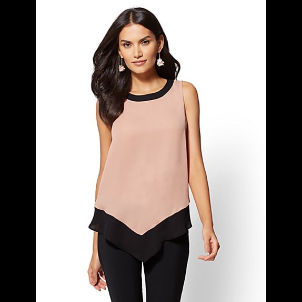 NY&C Colorblock Pointed Hem Blouse - L